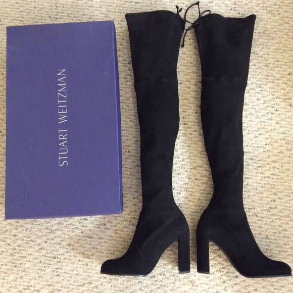🆕 STUART WEITZMAN black suede hiline OTK boots - Picture 3 of 8